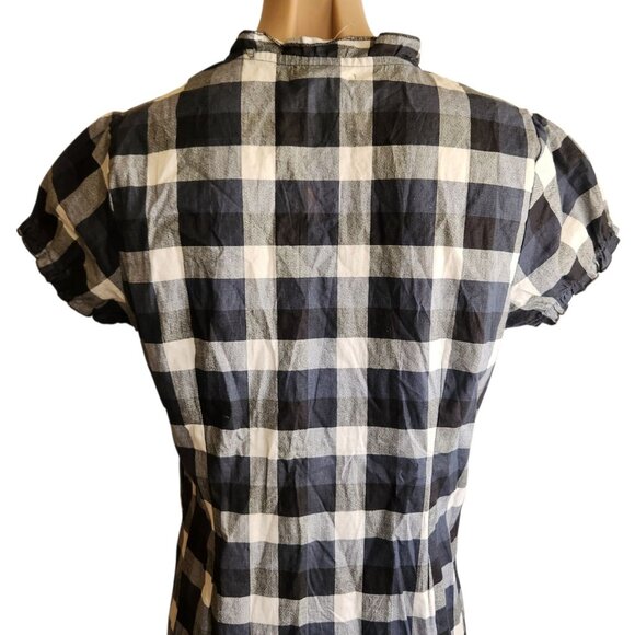 Y2K Vintage Ruffle Button Down Mini Checkered Shirt Dress Jrs Medium - Picture 5 of 9